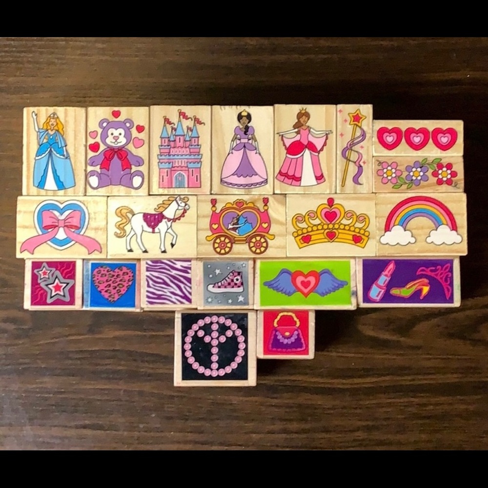 21pc Wooden Stamps GIRLY GIRL Princess #8